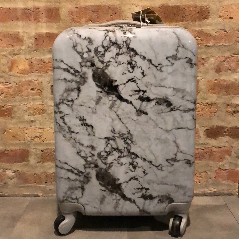 MARBLE PRINT CARRY-ON ROLLING LUGGAGE